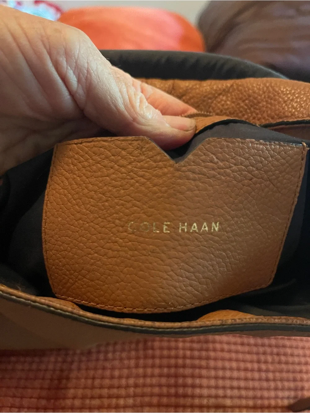 Cole Haan Tan Pebbled Leather Backpack
